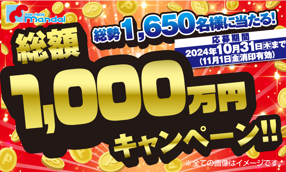 総勢1,650名様に当たる! 総額1,000万円キャンペーン!!